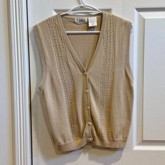 Vintage Beige Light Sweater Vest - Women's Medium - Picture 1 of 2
